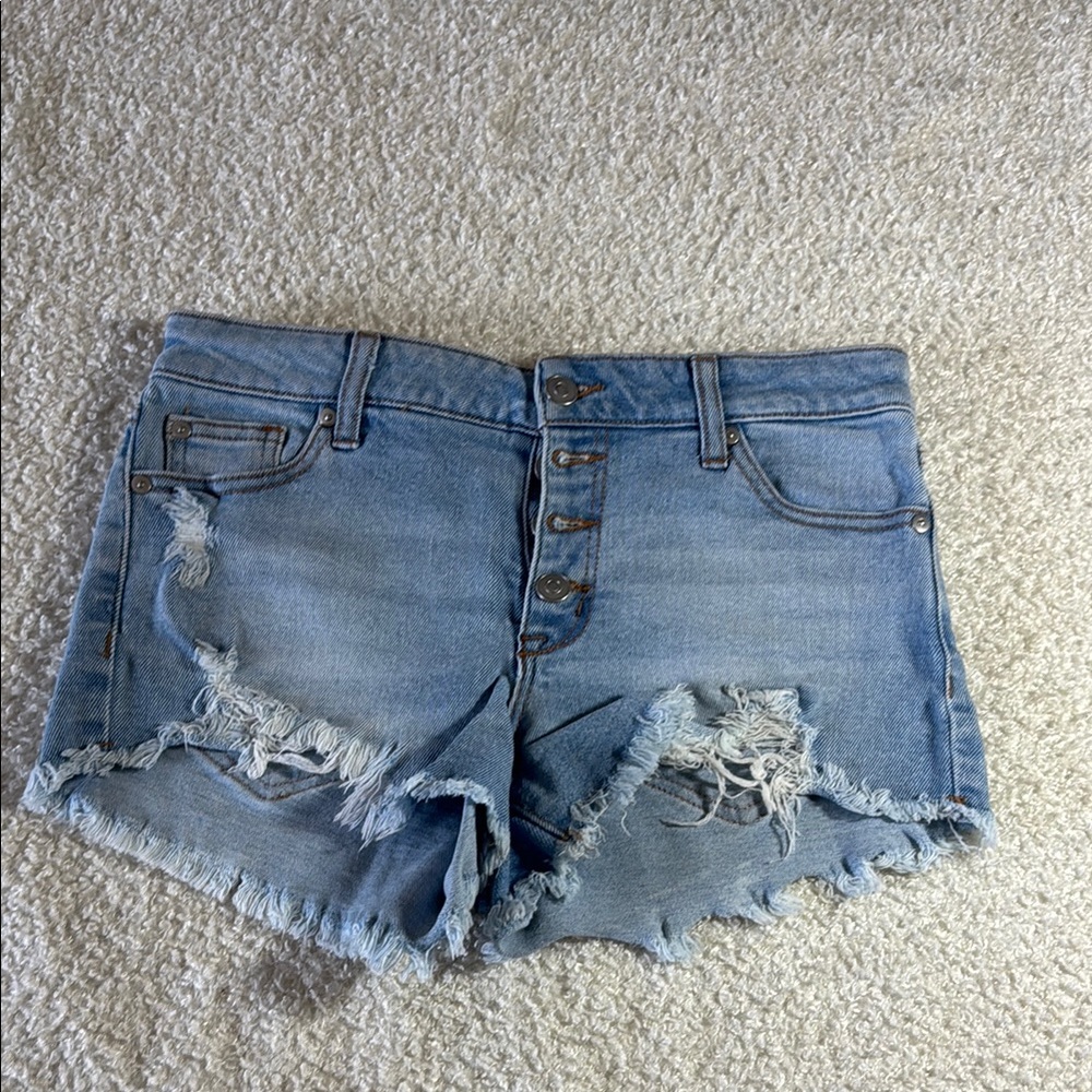 Altar'd State Blue Jean Shorts Distressed Cut-Off